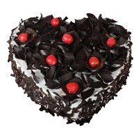 Fix Time Cake to Jammu including 2 Kg Heart Shape Black Forest Cake in Jammu