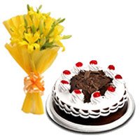 Midnight Cakes to Jammu as well as Yellow Lily 1/2 Kg Black Forest Cake to Jammu