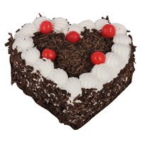 Early Morning Cake to Jammu - Black Forest Heart
