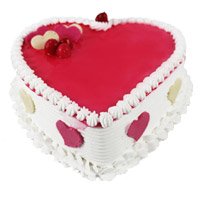 Send Anniversary Cake to Jammu containing 3 Kg Heart Shape Strawberry Cake to Jammu